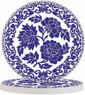 Blue Bouquet Cup Coasters for Table Polynesian Ornament Swirl Circle Totem Reusable Drink Coasters Set 2 Pcs Coffee Home Farmhouse Living Room Bar Decor