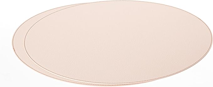 Nikalaz Oval Placemats Set (Pack of 4) Recycled Leather Table Mats 18 x 13 inches (45.7 x 33 Centimeters), Kitchen Dining Table Décor by Nikalaz (Beige - Creamy White)