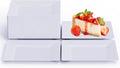 50PCS Square Plastic Plate-4.5 inch Disposable Dessert Plates- Premium Hard Square Small Appetizer Plates for Party/Birthday/Wedding & All Occasions (White)