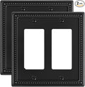 2-Pack Triple Toggle Light Switch Cover Plate, Pearls Decorative Switch Plate Covers, Black 3 Gang Metal Wall Plate, Corrosion Resistant