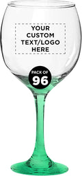 Custom Premiere Wedding Wine Glasses 20.5 oz Set of 96, Personalized Bulk Pack - Restaurant Glassware, Perfect for Red Wine or White Wine - Green