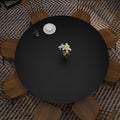 Round Table Pad, 1.8mm Thick, Dia.50 Inch, Leather Table Cover, Table Protector (Black+Gray)