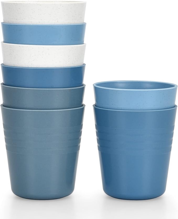 Homestockplus 8 Ounce Small Tumbler Cups,Unbreakable Drinking Cups Microwave and Dishwasher Safe BPA Free Small Reusable Cup for Water, Milk, Juice, Soda and more - Set of 8