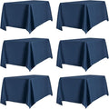 PureFit 6 Pack Rectangle Navy Blue Table Cloths 90 x 132 Inch for 8Ft Tables, Stain and Wrinkle Resistant Table Linens for Home Use, Wedding, Party, Banquet and Camping