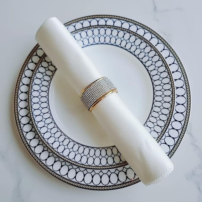 Silver Diamond Gold Napkin Rings Set, Rhinestone Napkin Holder for Dining, Anniversary, Wedding,Bling Cloth Holder Full of Crushed Diamond,Party of Table Setting Home Decor (12)