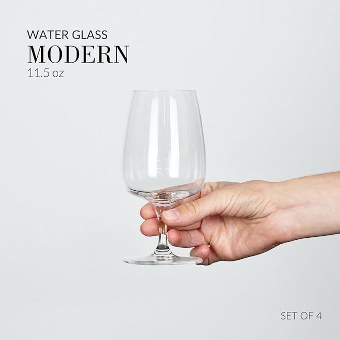 Krosno - Stemmed Tulip Water Glasses, Set of 4, 11.2 oz, Ideal Goblets for Dessert, Cocktails, Juice, Drinking Glasses, Lead-Free and Safe, Dishwasher Safe, Made in Europe