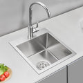 ROVATE 17 x 19 Inch Drop in Bar Sink Single Bowl, Topmount 304 Stainless Steel Small Kitchen Sink with 1 Hole, Handmade Overmount Wet Bar Prep Sinks with Basket Strainer