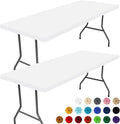 Spandex 8 Foot Rectangle Table Cloth 2 Pack, Elastic Fitted Tablecloths for Picnic, Stretch Washable Patio Table Cover for Outdoor, Camping, Banquet and Parties (White, 30"x96")