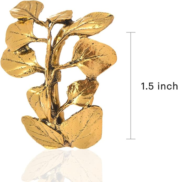 Decozen Set of 16 Gold Napkin Rings in Leaf Design, Festive, Table Decor Setting for Holiday, Wedding, Birthday, Kitchen, Home Decor, Housewarming Gift - Mothers Day Decorations
