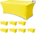 Fitted Stretch Table Cover for 6 Foot Rectangle Tables-8 Pack Yellow Spandex Tablecloth-Elastic Folding Tablecloths for Party, Vendor Booth Display, Banquet Buffet Event, Craft Trade Show
