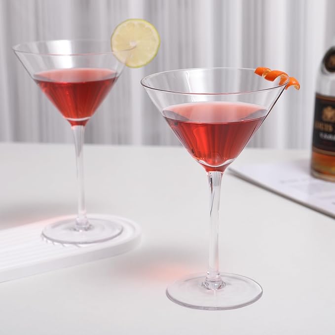 Martini Glasses Set of 2,Hand-blown 9.2OZ Crystal Cocktail Glasses for Espresso Martini,Cosmopolitan,Manhattan,Gimlet,Home Bar,Cocktail Party,Stemless Martini Glassware Gift Set