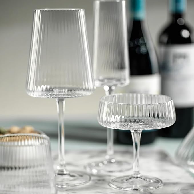 Zodax Bandol Fluted Textured Glasses or Stemware (Cocktail S/3)