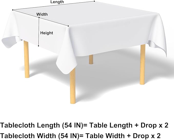 misaya Square Waterproof Vinyl Table Cloth, Buffalo Flannel Backed Tablecloth, Wipeable Plastic Table Cover for Valentine's Day, Dinner, Kitchen, Outdoor (60" x 60", Red and White)