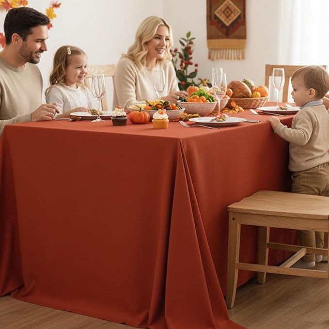 Fitable Rust Table Clothes for Rectangle Tables, 6 Pack - 90 x 156 Inch - Reusable and Elegant Fall Tablecloths, Polyester Fabric Table Covers for Wedding, Party, Banquet, Formal Events