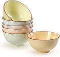 Ceramic Dessert Bowl Set of 6 - Small Porcelain Bowls for Rice, Snack, Ice Cream - Microwave and Dishwasher Safe - Assorted Candy Hue - 4.7 Inch - 10 OZ