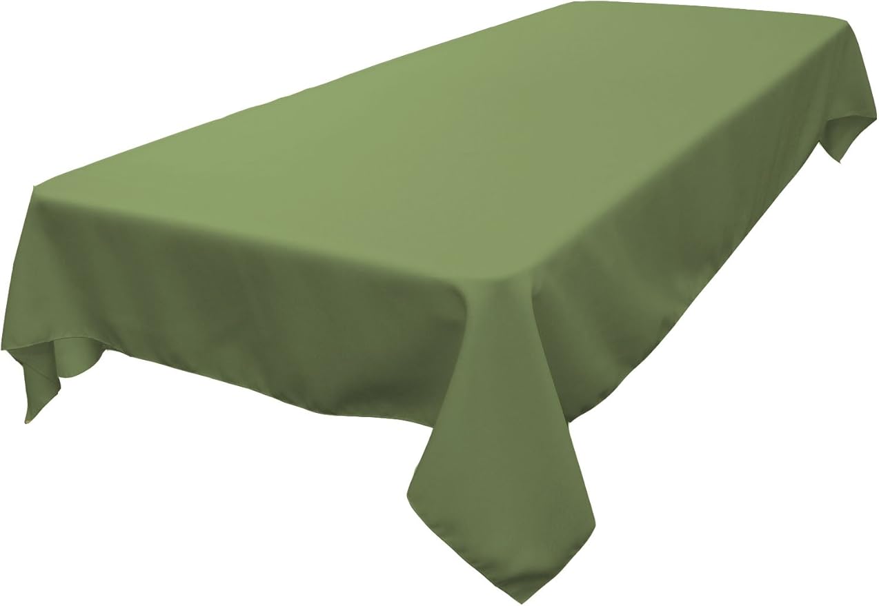 LA Linen Polyester Poplin Washable Rectangular Tablecloth, Stain and Wrinkle Resistant Table Cover 60x84, Fabric Table Cloth for Dinning, Kitchen, Party, Holiday 60 by 84-Inch, Sage Dark