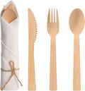 Pre Rolled Napkin and Bamboo Cutlery Set - 300Pack Bamboo Utensils/Compostable Cutlery(300 Forks, 300 Knives, 300 Spoons, 300 Napkins), Biodegradable Wrapped Cutlery for Party, Wedding, Events