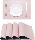 Faux Leather Placemats HeloHo Pink and Grey Table Place Mats Set of 4 Waterproof Oilproof Heat Stain Resistant Washable Wipeable Placemat for Kitchen Dining Table Decoration Indoor Outdoor