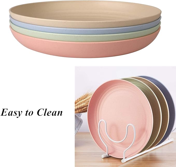 Wheat Straw Plates Lightweight Unbreakable Dinner Dishes Plates Set Dishwasher & Microwave Safe (Large 8 Pack 8')