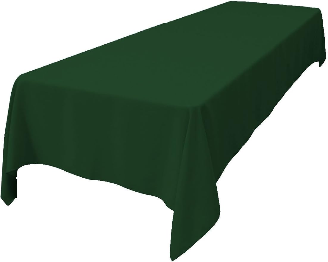 LA Linen Polyester Poplin Washable Rectangular Tablecloth, Stain and Wrinkle Resistant Table Cover 60x84, Fabric Table Cloth for Dinning, Kitchen, Party, Holiday 60 by 84-Inch, Hunter Green