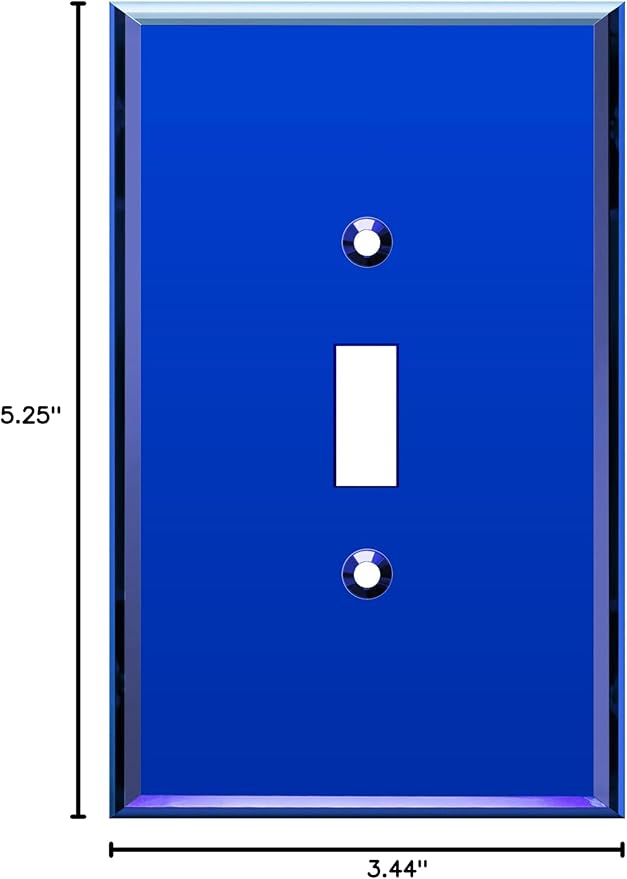 LIDER Toggle Switch Acrylic Wall Plate, Mirrored Light Switch Plate, Plexiglass Switch Cover, Mirror-like Reflective Finish, Modern Upgrade, Oversized 1-Gang 5.25" x 3.44", Blue