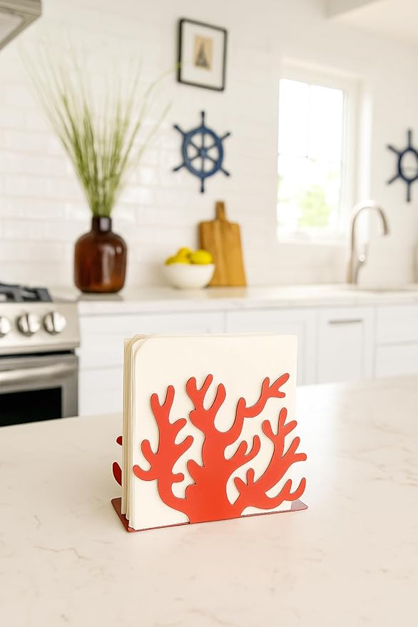 Mango Steam Tabletop Napkin/Tissue & Letter Holder For Home, Kitchen, Restaurants (Coral, Red)