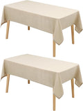 Hiasan 2 Pack Faux Linen Rectangle Tablecloth - Wrinkle and Stain Resistant Washable Table Cloth for Kitchen Dining Room Holiday Table Cover for Party Dinner, Beige, 60 x 102 Inch