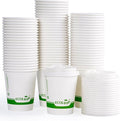 ECOLipak 200 Count 8 oz Compostable Paper Coffee Cups, Biodegradable Disposable Coffee Cups with CPLA Lid, Eco-friendly Hot Drinking Cups for Parties, Picnics, Travels,and Events