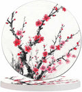 Plum Blossom Coaster Ink Traditional Chinese Painting Beautiful Flower Tabletop Protection for Any Table Type Wood, Granite, Glass, Soapstone, Sandstone, Marble, Stone Tables