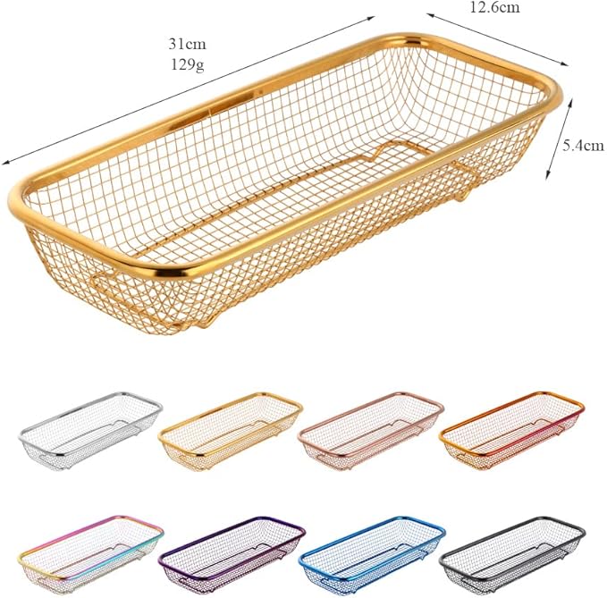 Kitchen Drawer Organizer, Stainless Steel Storage Container Metal Cabinet Storage Basket for Holding Silverware Kitchen Utensil, Pack of 2, Purple