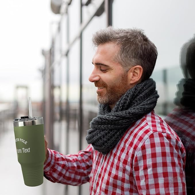 Custom Tumbler Cups with Straw North Pole Social Club Christmas Xmas Coffee Tumbler with Lid Personalized Insulated Travel Mugs Engraved Stainless-Steel 40 Oz Forest Green Personalized Text Here