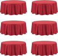 PureFit 6 Pack Round Red Table Cloths 120 Inch for Round Tables, Stain and Wrinkle Resistant Table Linens for Home Use, Wedding, Party, Banquet and Camping