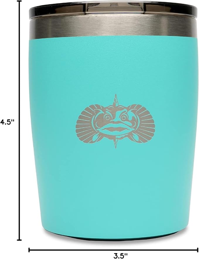 Toadfish Non-tipping 10oz Double Wall Insulated Stainless Steel Rocks Tumbler w/Easy Slide Lid - Teal