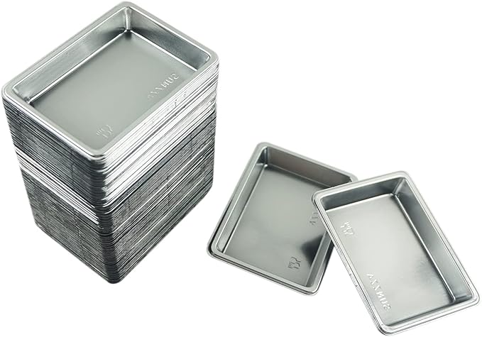 100 pcs Mini 2.95"x2.16" Dipping Sauce Dishes, Plastic Disposable Rectangular Silver Soy Sauce Plate Set, Condiment Serving tray, Seasoning Platter, Appetizer Bowel -for Sushi Mustard Vinegar Soy BBQ