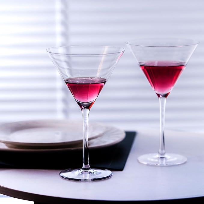 Handblown Crystal Martini Glasses Set of 4-9.5 oz Coupe Glass Set with Stem - Elegant Cocktail Glasses for Bar, Margarita, Cosmopolitan, Manhattan, Gimlet - Unique Gift for Mother’s Day