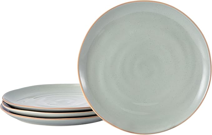 Bico Light Sage Green 8.7 inch Stoneware Salad Plates Set, Set of 4, Microwave and Dishwasher Safe, for Salad, Appetizer, Side Dishes, Tapas