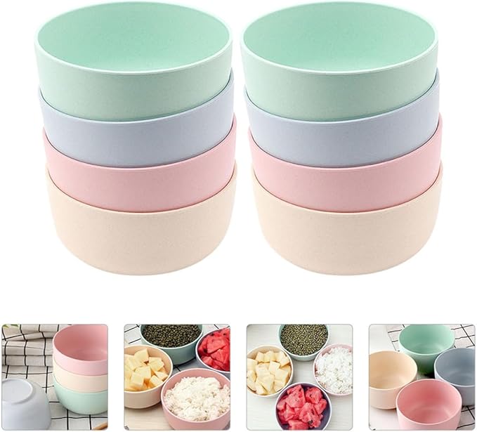 8pcs Fiber Rice Bowls Eco-friendly Salad Serving and Noodle Bowls Fall-resistant Smooth Finish for Home Dining and Food Storage