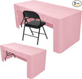 Nasitos 2 Pack Pink Fitted Tablecloth Rectangular for 6 Foot Tables Trade Show-Open Back Tablecloth Washable and Wrinkle Resistant Fabric Table Cloth for Weddings, Parties, Buffet, Baby Shower