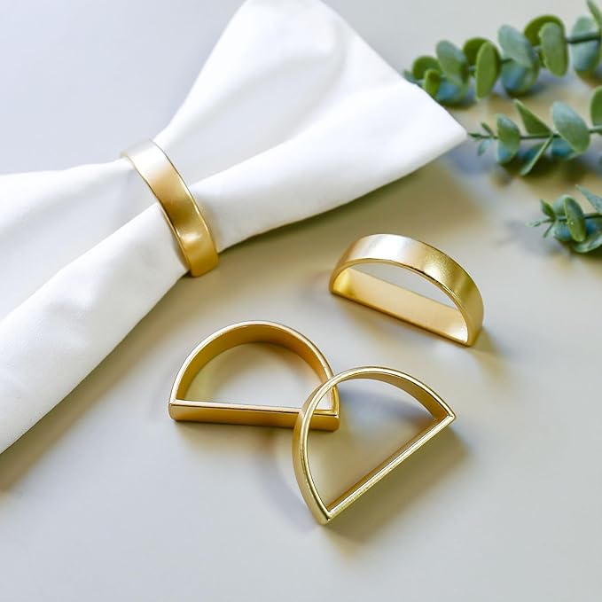 Cuff Brushed Gold Napkin Rings Set of 20, Modernist Napkin Ring Holder for Wedding, Banquet, Metallic Adornment for Table Settings, Glossy Serviette Buckles Decor
