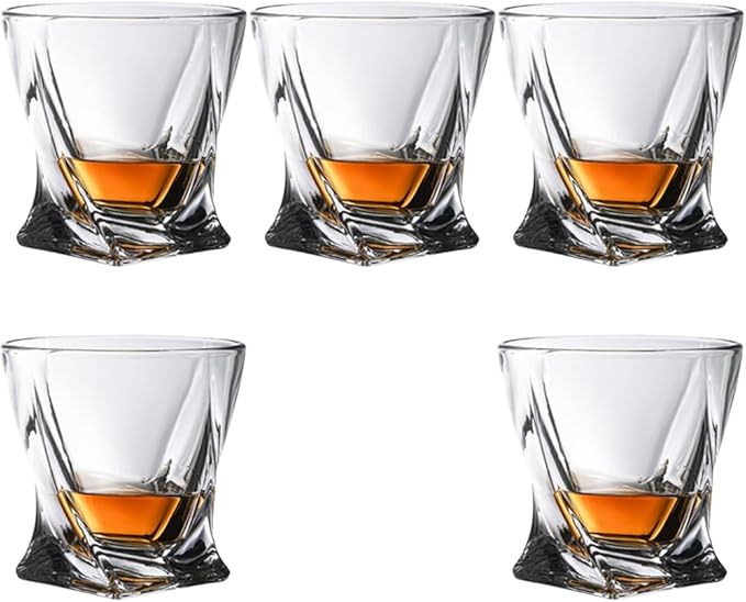 Crystal Whiskey Glass Set of 5 - Old Fashioned Bourbon Glasses, Perfect for Scotch and Cocktails (Style 2,5pcs)
