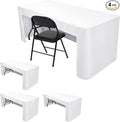 Nasitos 4 Pack White Fitted Table Covers for 4 Foot Rectangular Tables-Open Back Tableclothes Washable and Wrinkle Resistant Table Cloth for Parties, Wedding, Jewelry Shows, Craft Fair, Trade Show