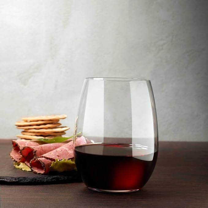 NUDE Pure Set of 4, Bordeaux Wine Stemless Glasses 20.75 oz, |Smooth Rim|, Clear Glass Wine Tumbler, Ideal for Cocktails & Perfect for Homes & Bars