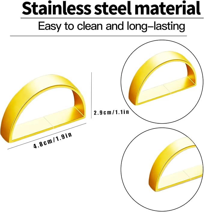 8 Pcs Gold Napkin Rings - Metal Napkin Ring(Semicircle) Stainless Steel Napkin Rings for Table Settings Wedding Christmas Party Dinner Table