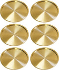 Heavy Brass Coasters for Drinks (6-Pack) - Solid Bronze Gold Coasters - Classy MCM Style Premium Coaster Set - 5 Star Hotel Table & Bar - Board Room Elegant Copper Cup Holder - L