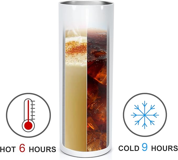 50 Pack Sublimation Tumblers Blank 20 oz Straight Skinny Tumbler with Metal Straws Rubber Bottom Individually Boxed Sublimation Cups Wholesale Blank White for Heat Transfer
