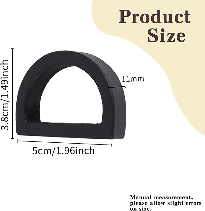 Yagoo Napkin Rings, Wooden Napkin Rings Set of 6, Handcrafted Wood Semicircle Napkin Holders for Table Decoration (Black)