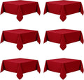 6-Pack Red Tablecloths for Square Tables, 54 x 54 Inches, Stain-Resistant Polyester Fabric for 2 Foot Tables - Washable Table Covers for Weddings, Banquets, Birthday Parties, Events