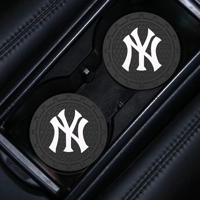 Silicone Yankees Car Cup Holder Coasters,Baseball Fans Car Coasters for NY Yankees Fans, Non-Slip Universal Fit Cup Holder Insert