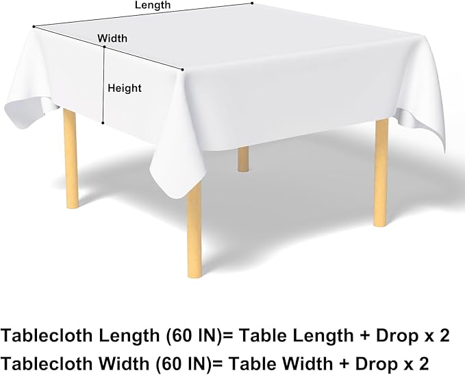 misaya Square Waterproof Vinyl Table Cloth, Buffalo Flannel Backed Tablecloth, Wipeable Plastic Table Cover for Christmas (60" x 60", Lavender and White)