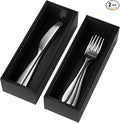 Premium Bamboo Kitchen Drawer Organizer - Set of 2, Stackable Utensils Holder, Storage Box Tray for Kitchen Drawers, Cabinet, Utensil, Silverware, Spatula, Flatware or Makeup, Vanity, Bathroom(Black)